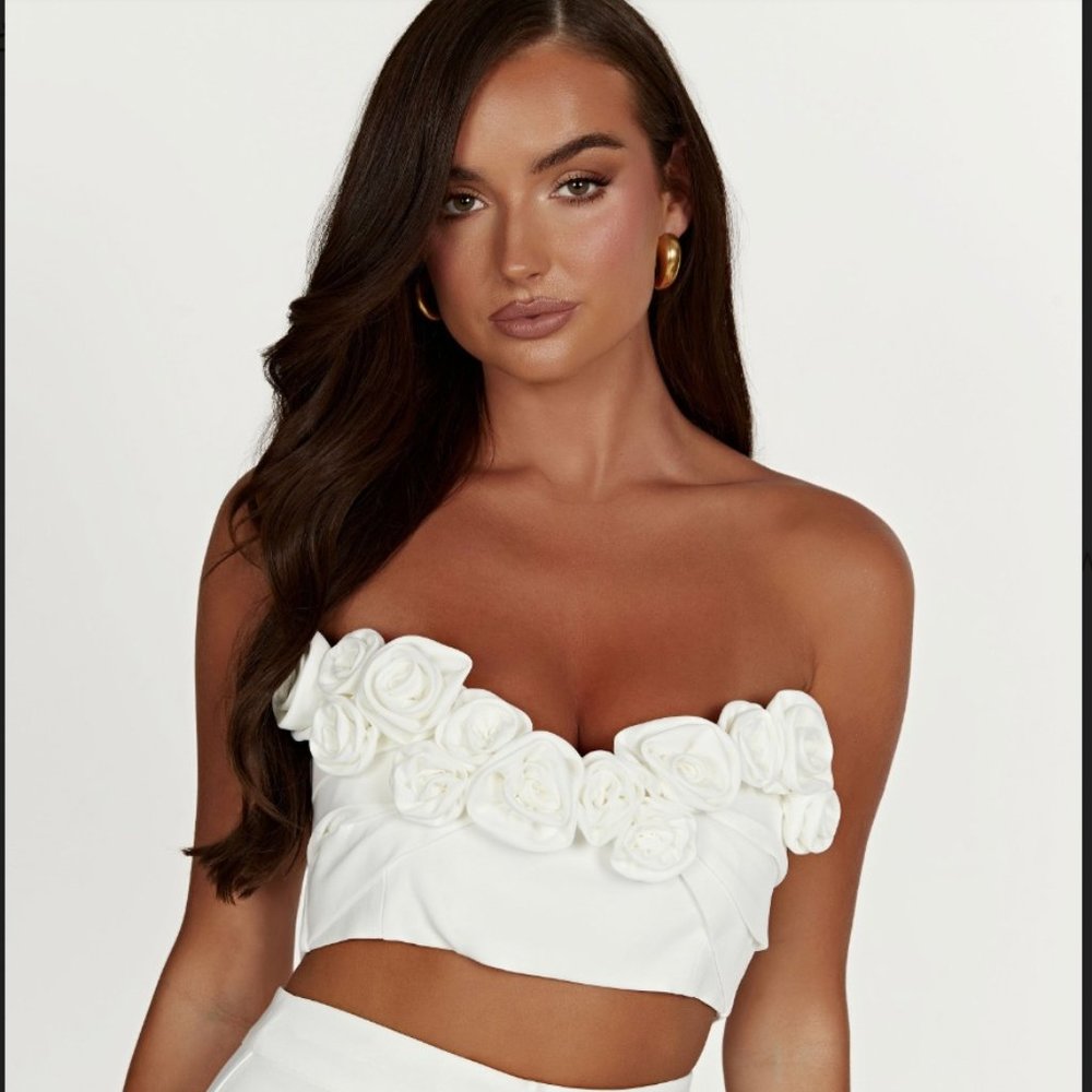 MESHKI - Paloma Rose Crop Top Bridal Size XS Brand New NWT